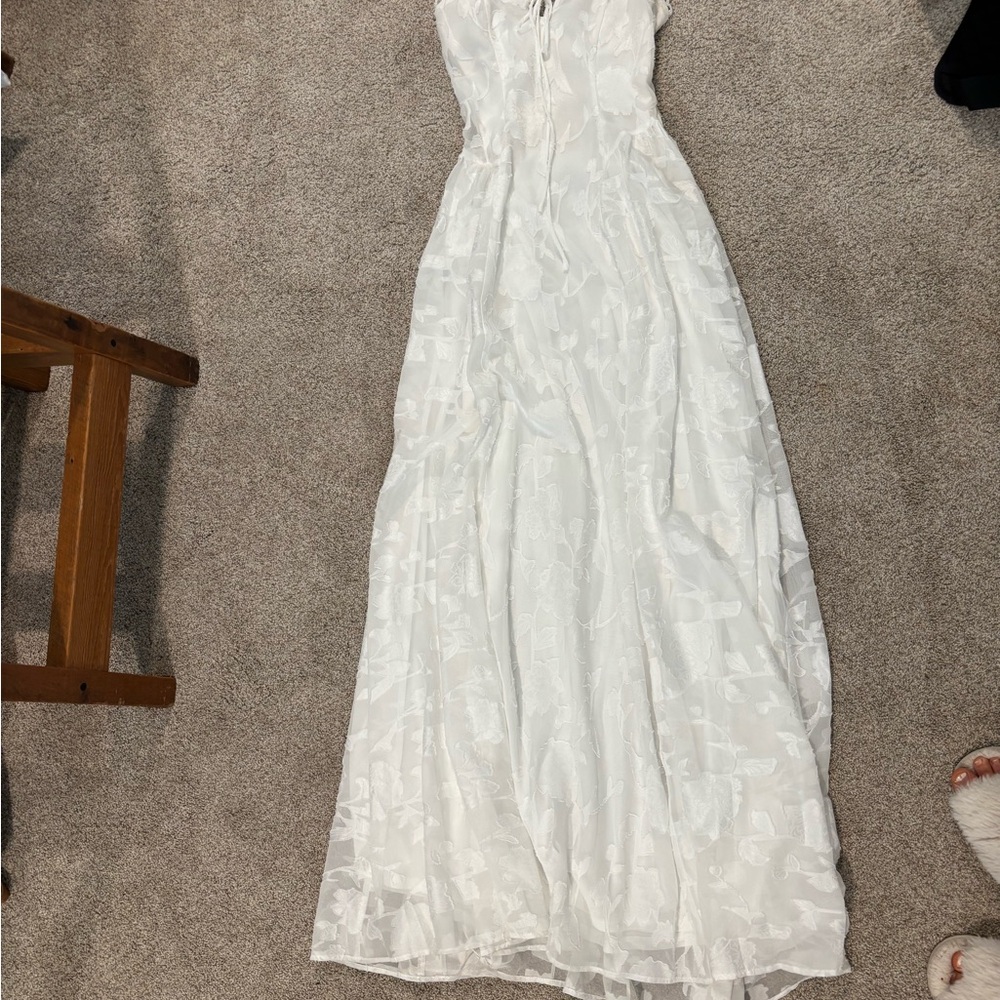 White strapless dress with basque waist